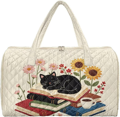 Bow Desgin Quilted Gym Bag For Women Travel Sport Tote Shoulder Bag - Colors B
