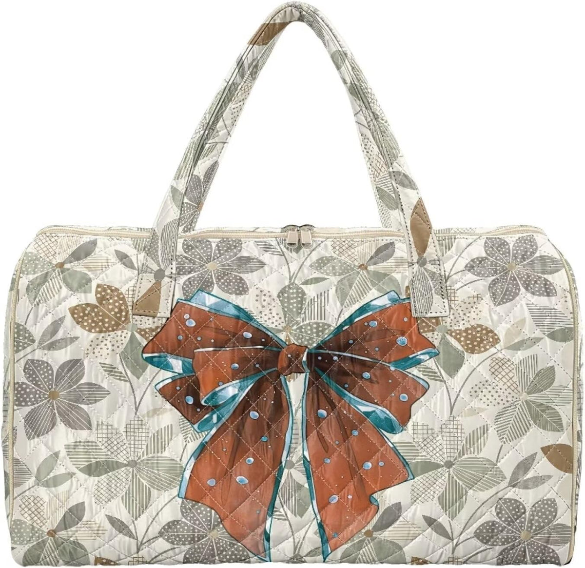 Bow Desgin Quilted Gym Bag For Women Travel Sport Tote Shoulder Bag - Colors B