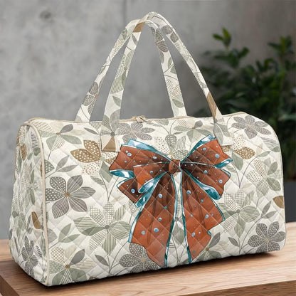 Bow Desgin Quilted Gym Bag For Women Travel Sport Tote Shoulder Bag - Colors B