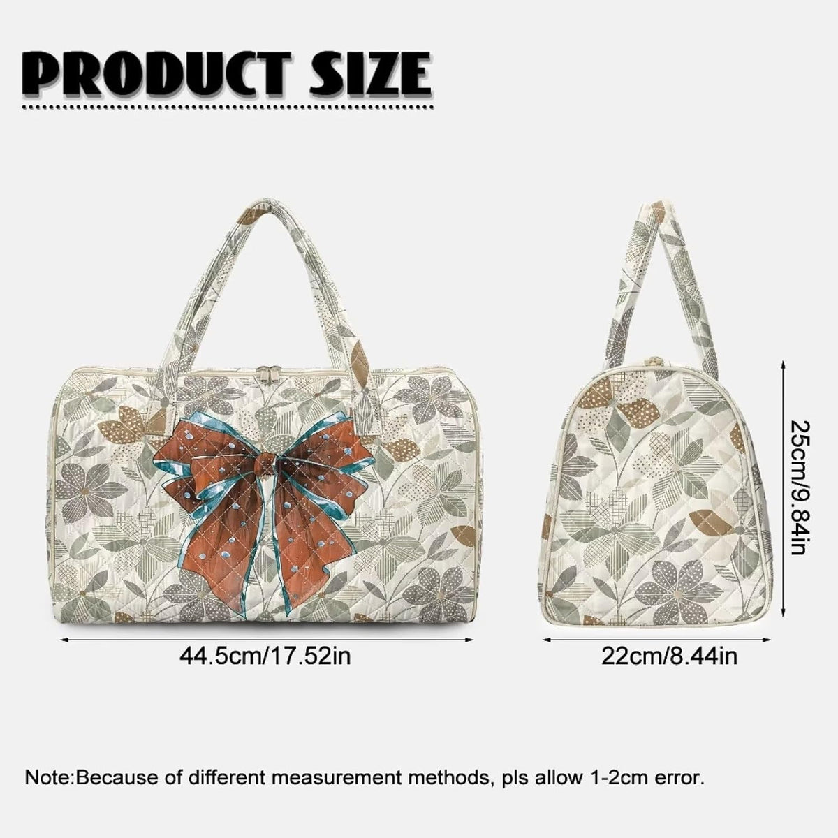 Bow Desgin Quilted Gym Bag For Women Travel Sport Tote Shoulder Bag - Colors B