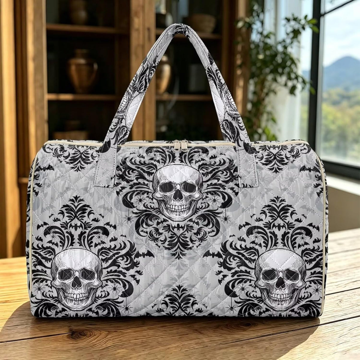 Bow Desgin Quilted Gym Bag For Women Travel Sport Tote Shoulder Bag - Colors B