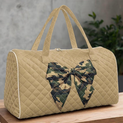 Bow Desgin Quilted Gym Bag For Women Travel Sport Tote Shoulder Bag - Colors B