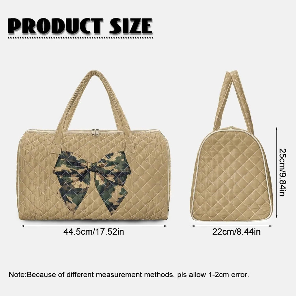 Bow Desgin Quilted Gym Bag For Women Travel Sport Tote Shoulder Bag - Colors B