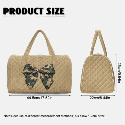 Bow Desgin Quilted Gym Bag For Women Travel Sport Tote Shoulder Bag - Colors B