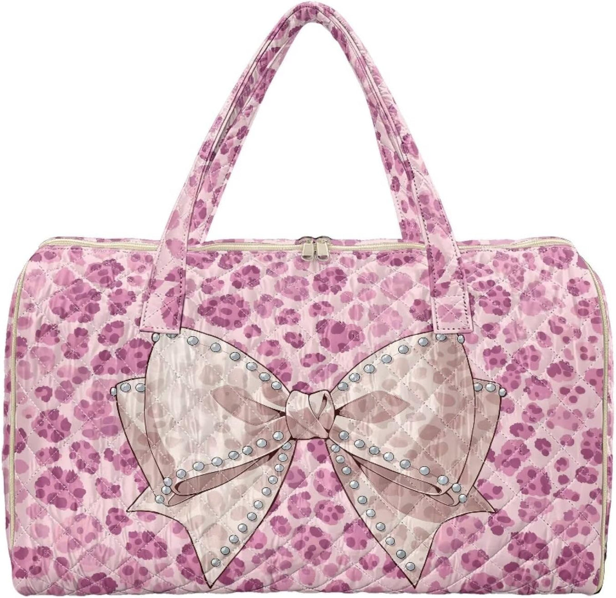 Bow Desgin Quilted Gym Bag For Women Travel Sport Tote Shoulder Bag - Colors B