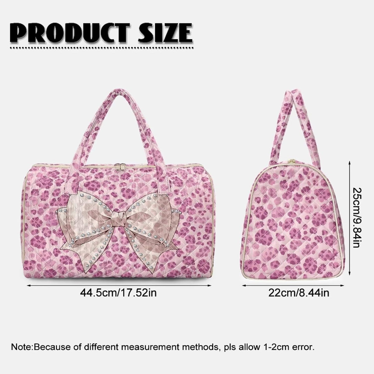 Bow Desgin Quilted Gym Bag For Women Travel Sport Tote Shoulder Bag - Colors B