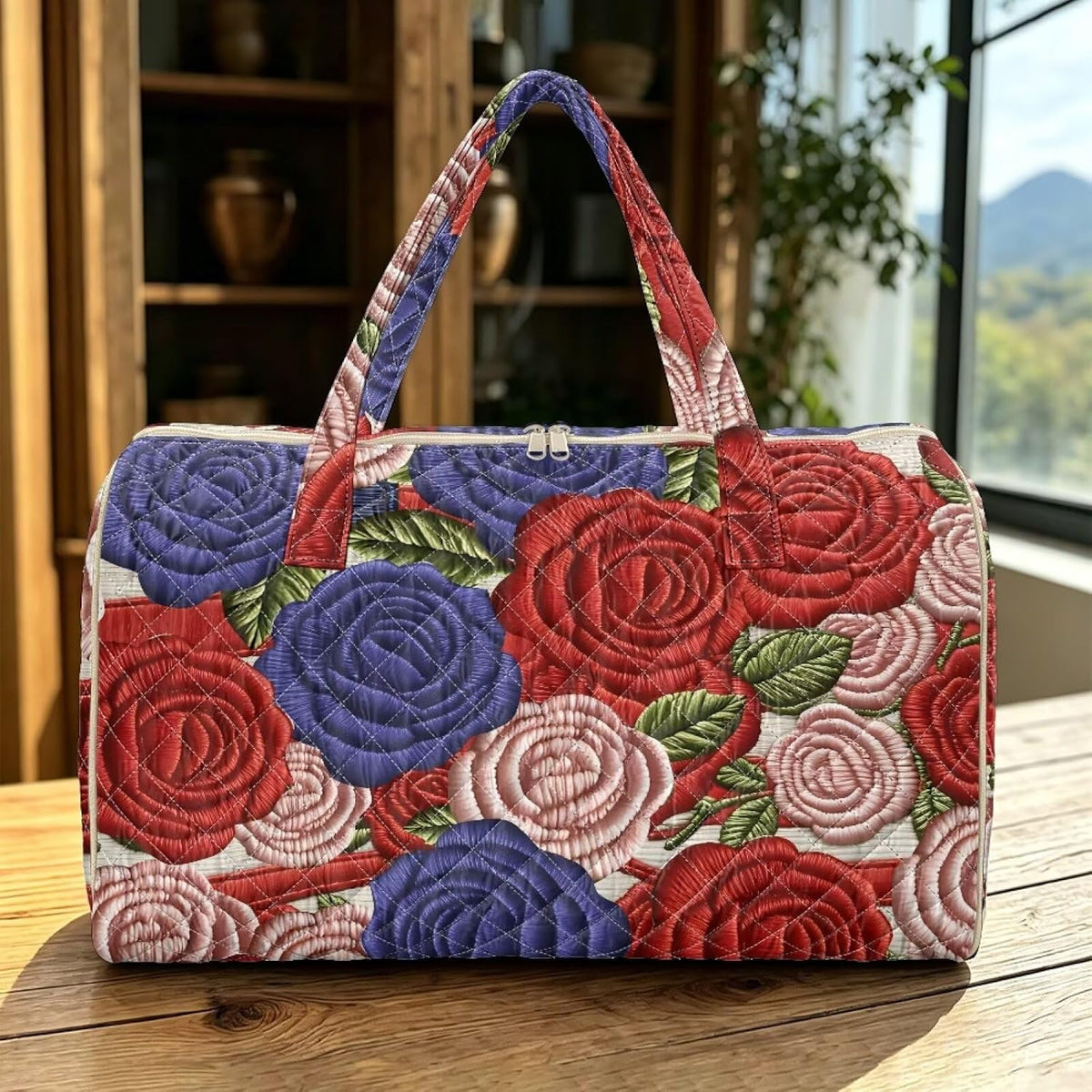 Bow Desgin Quilted Gym Bag For Women Travel Sport Tote Shoulder Bag - Colors B