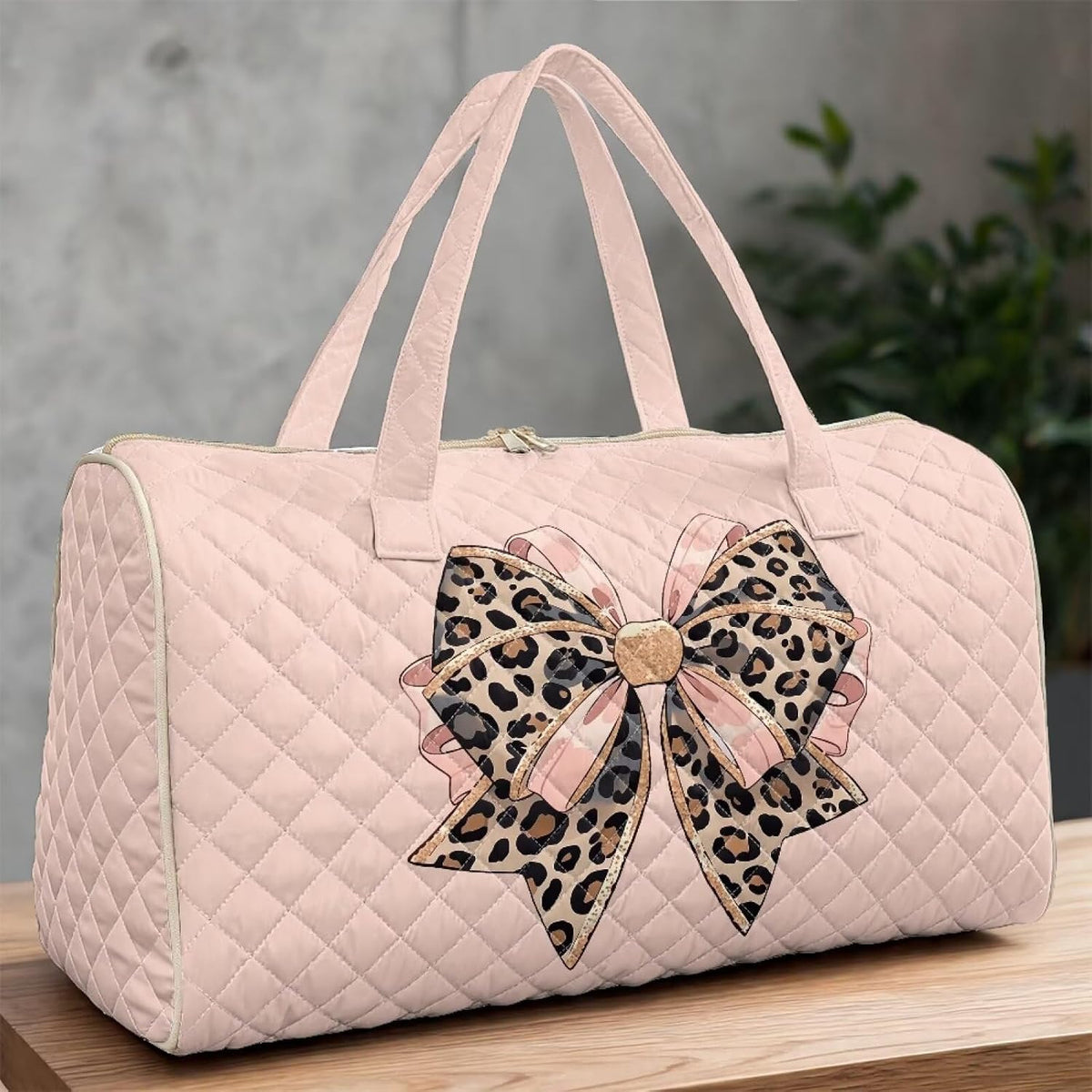 Bow Desgin Quilted Gym Bag For Women Travel Sport Tote Shoulder Bag - Colors B