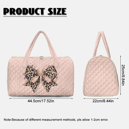 Bow Desgin Quilted Gym Bag For Women Travel Sport Tote Shoulder Bag - Colors B