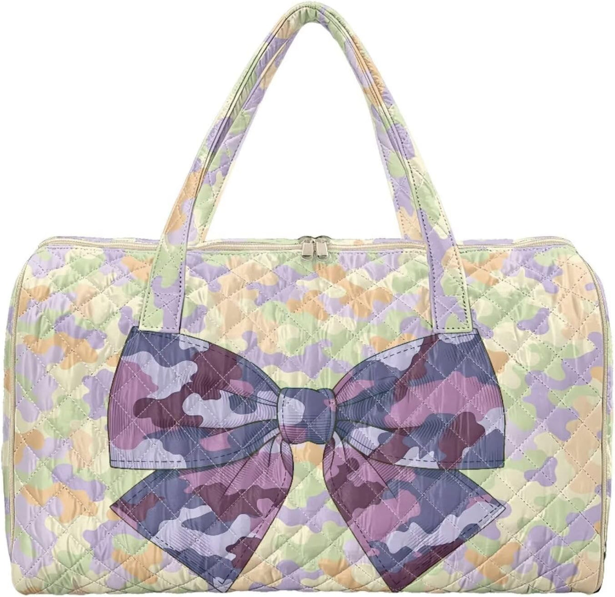 Bow Desgin Quilted Gym Bag For Women Travel Sport Tote Shoulder Bag - Colors B