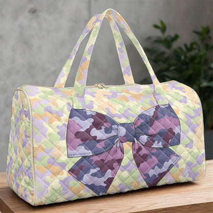 Bow Desgin Quilted Gym Bag For Women Travel Sport Tote Shoulder Bag - Colors B