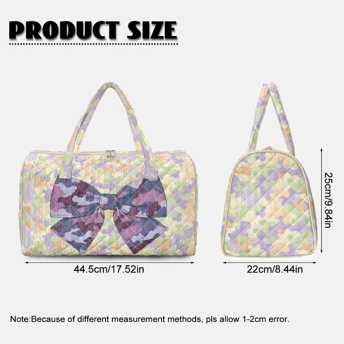 Bow Desgin Quilted Gym Bag For Women Travel Sport Tote Shoulder Bag - Colors B