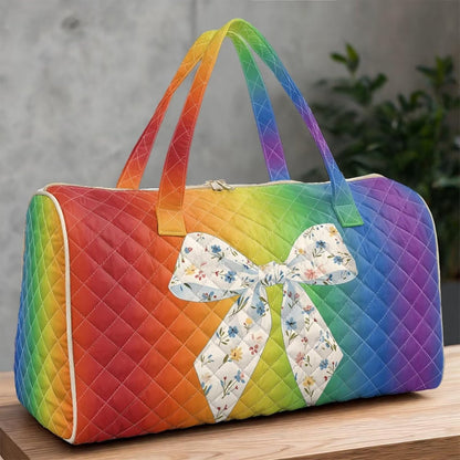Bow Desgin Quilted Gym Bag For Women Travel Sport Tote Shoulder Bag - Colors B