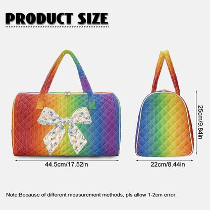 Bow Desgin Quilted Gym Bag For Women Travel Sport Tote Shoulder Bag - Colors B