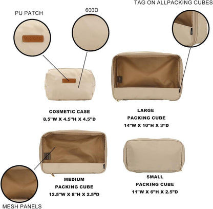 Viggio Packing Cube Brown Luggage Set
