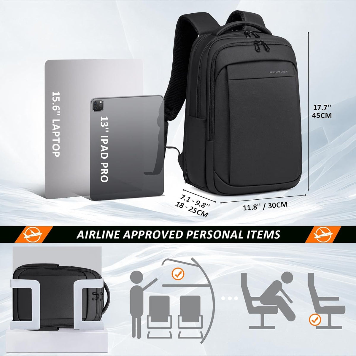 Work Backpack for Men, Water Resistant Expandable Backpack with USB C Charging Port, Black 15.6 Laptop Backpack