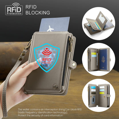 Passport Holder Wallet, 12 Card Slots RFID Blocking Travel Organizer, Zippered Coin Pocket & Detachable Wrist Strap Secure AMagnetic Closure Passport Case for Men & Women (Black)