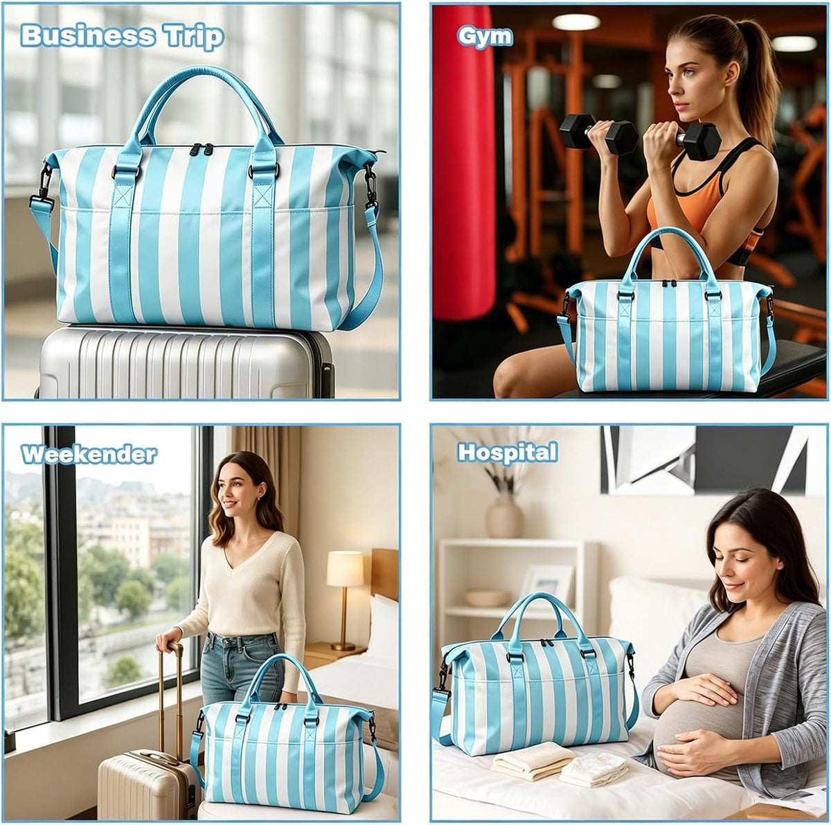 Weekender Duffel Bags for Women, Purple Travel Totes Bag for Airplane Essentials, Overnight Bags for Women with Trolley Sleeve, Large Carry On Hospital Bag for Labor and Delivery, Sport, Gym