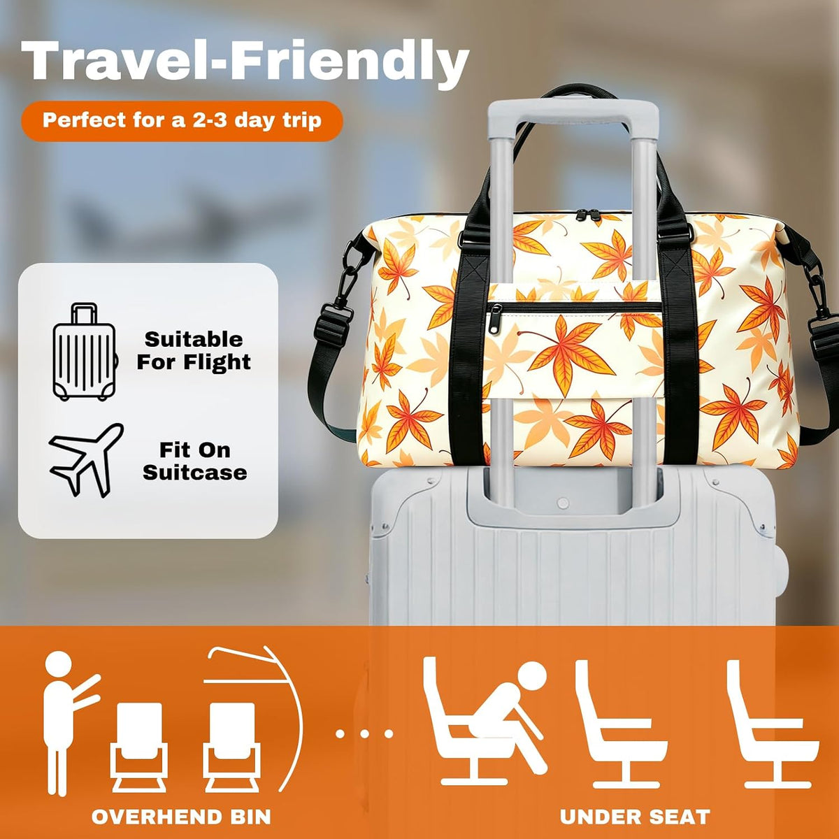 Weekender Duffel Bags for Women, Purple Travel Totes Bag for Airplane Essentials, Overnight Bags for Women with Trolley Sleeve, Large Carry On Hospital Bag for Labor and Delivery, Sport, Gym