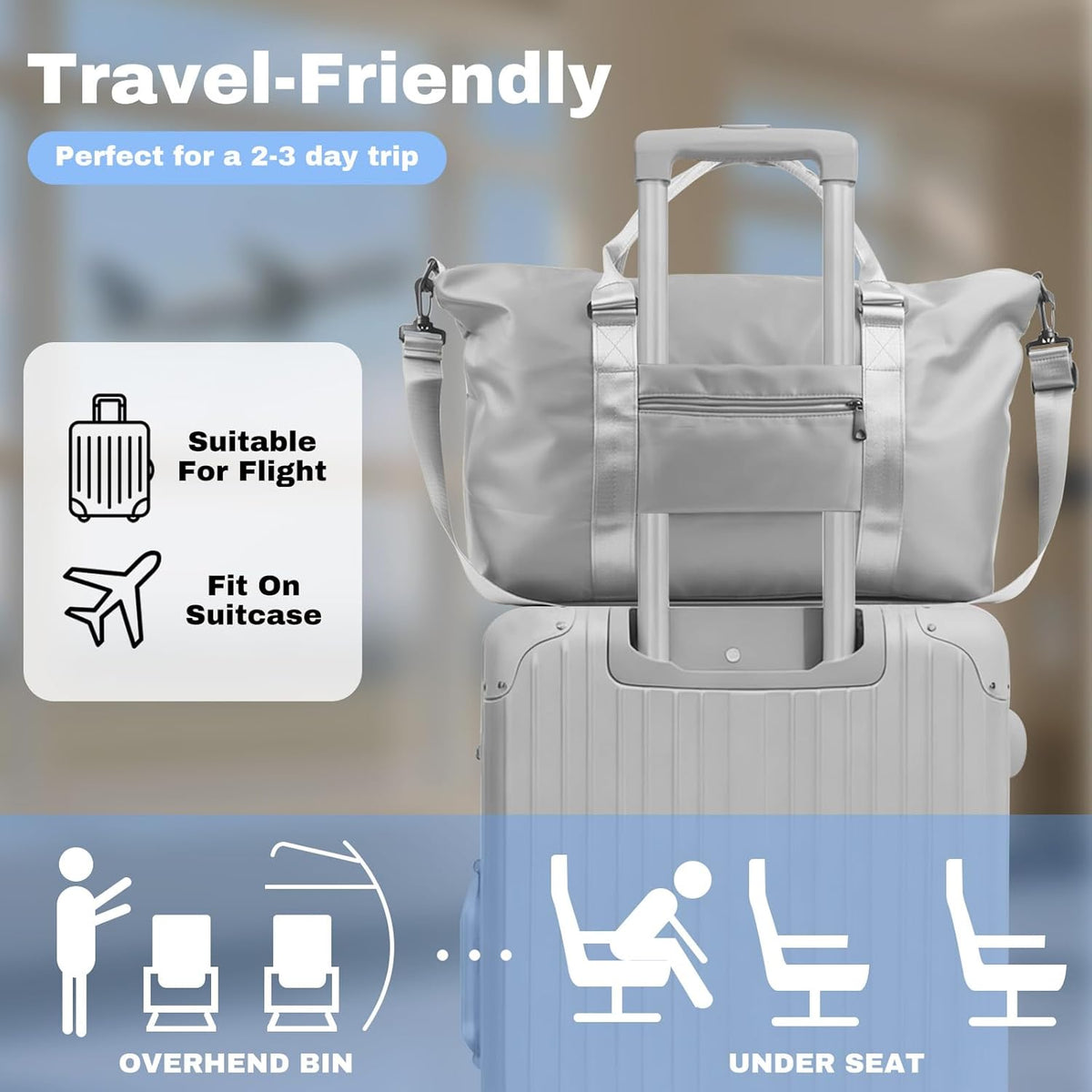 Weekender Duffel Bags for Women, Purple Travel Totes Bag for Airplane Essentials, Overnight Bags for Women with Trolley Sleeve, Large Carry On Hospital Bag for Labor and Delivery, Sport, Gym