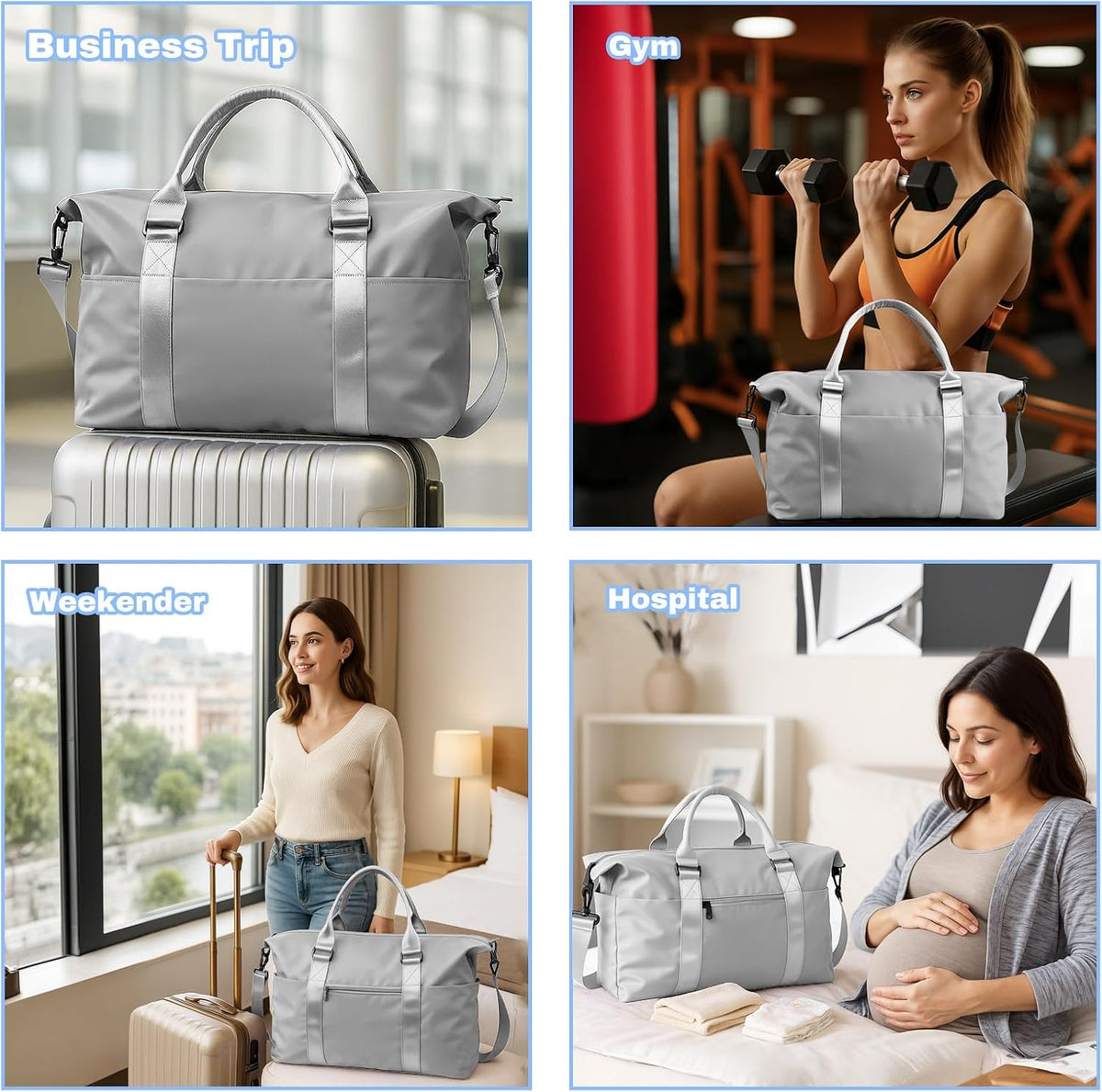 Weekender Duffel Bags for Women, Purple Travel Totes Bag for Airplane Essentials, Overnight Bags for Women with Trolley Sleeve, Large Carry On Hospital Bag for Labor and Delivery, Sport, Gym
