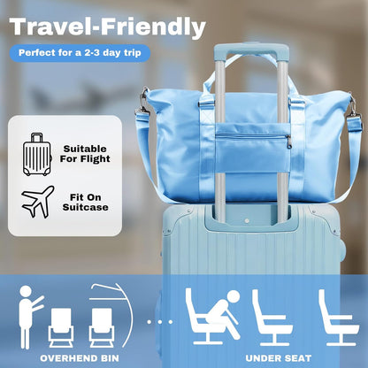 Weekender Duffel Bags for Women, Purple Travel Totes Bag for Airplane Essentials, Overnight Bags for Women with Trolley Sleeve, Large Carry On Hospital Bag for Labor and Delivery, Sport, Gym