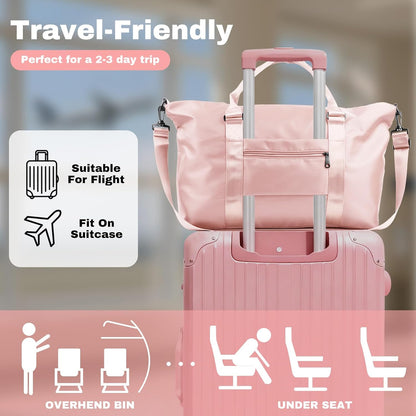 Weekender Duffel Bags for Women, Purple Travel Totes Bag for Airplane Essentials, Overnight Bags for Women with Trolley Sleeve, Large Carry On Hospital Bag for Labor and Delivery, Sport, Gym