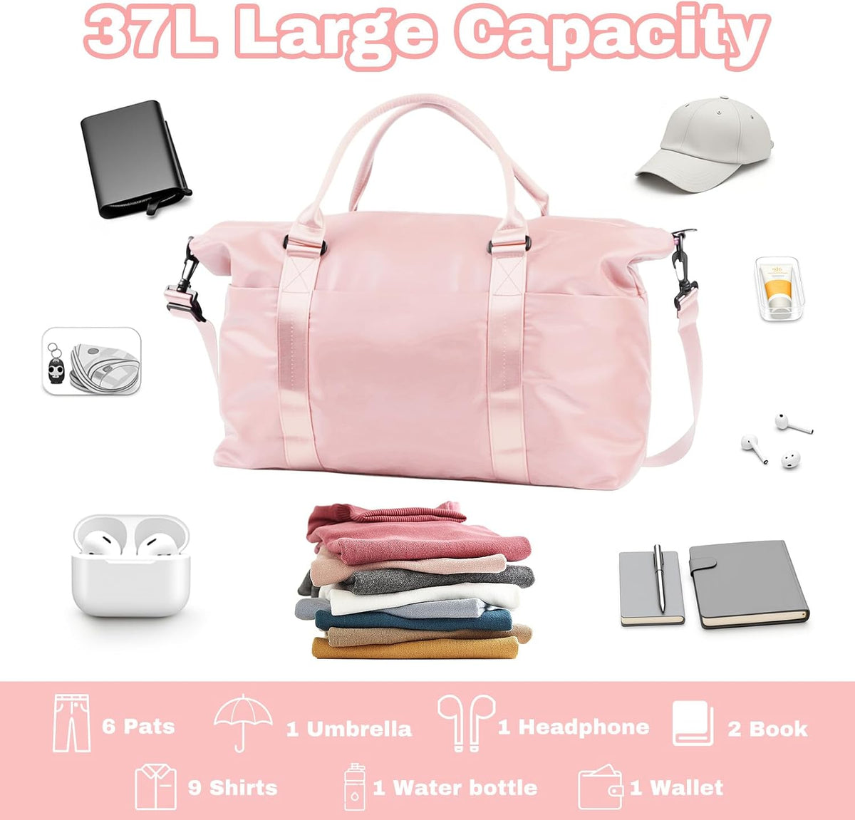 Weekender Duffel Bags for Women, Purple Travel Totes Bag for Airplane Essentials, Overnight Bags for Women with Trolley Sleeve, Large Carry On Hospital Bag for Labor and Delivery, Sport, Gym