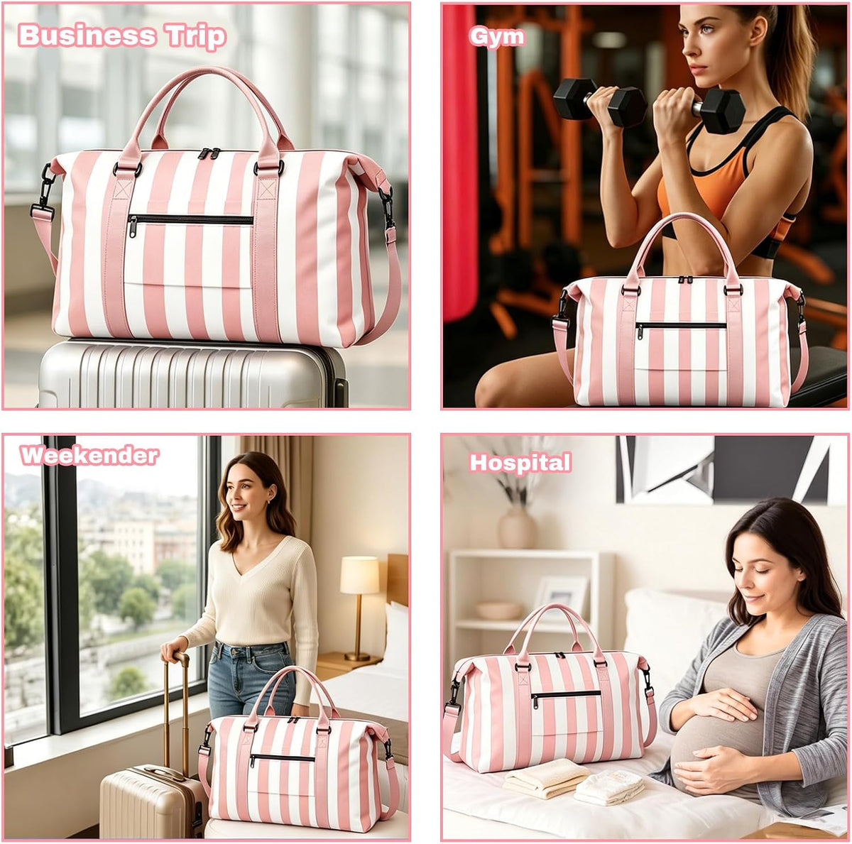 Weekender Duffel Bags for Women, Purple Travel Totes Bag for Airplane Essentials, Overnight Bags for Women with Trolley Sleeve, Large Carry On Hospital Bag for Labor and Delivery, Sport, Gym