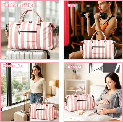Weekender Duffel Bags for Women, Purple Travel Totes Bag for Airplane Essentials, Overnight Bags for Women with Trolley Sleeve, Large Carry On Hospital Bag for Labor and Delivery, Sport, Gym