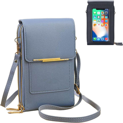 Phone Purse Crossbody Bags for Women, Small Touch Screen Travel Wallet, Anti Theft Leather Messenger Bag