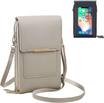 Phone Purse Crossbody Bags for Women, Small Touch Screen Travel Wallet, Anti Theft Leather Messenger Bag