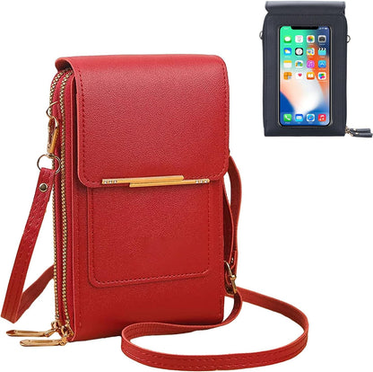 Phone Purse Crossbody Bags for Women, Small Touch Screen Travel Wallet, Anti Theft Leather Messenger Bag