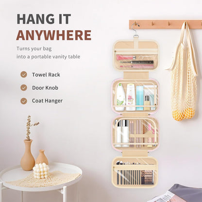 Hanging Toiletry Bag for Women - Large Travel Toiletry Bag Makeup Bag, Portable Toiletries Cosmetic Bag, Airplane Travel Essentials Purple - L