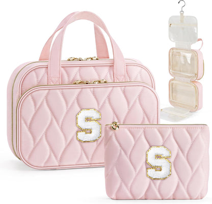 Hanging Toiletry Bag for Women - Large Travel Toiletry Bag Makeup Bag, Portable Toiletries Cosmetic Bag, Airplane Travel Essentials Purple - L