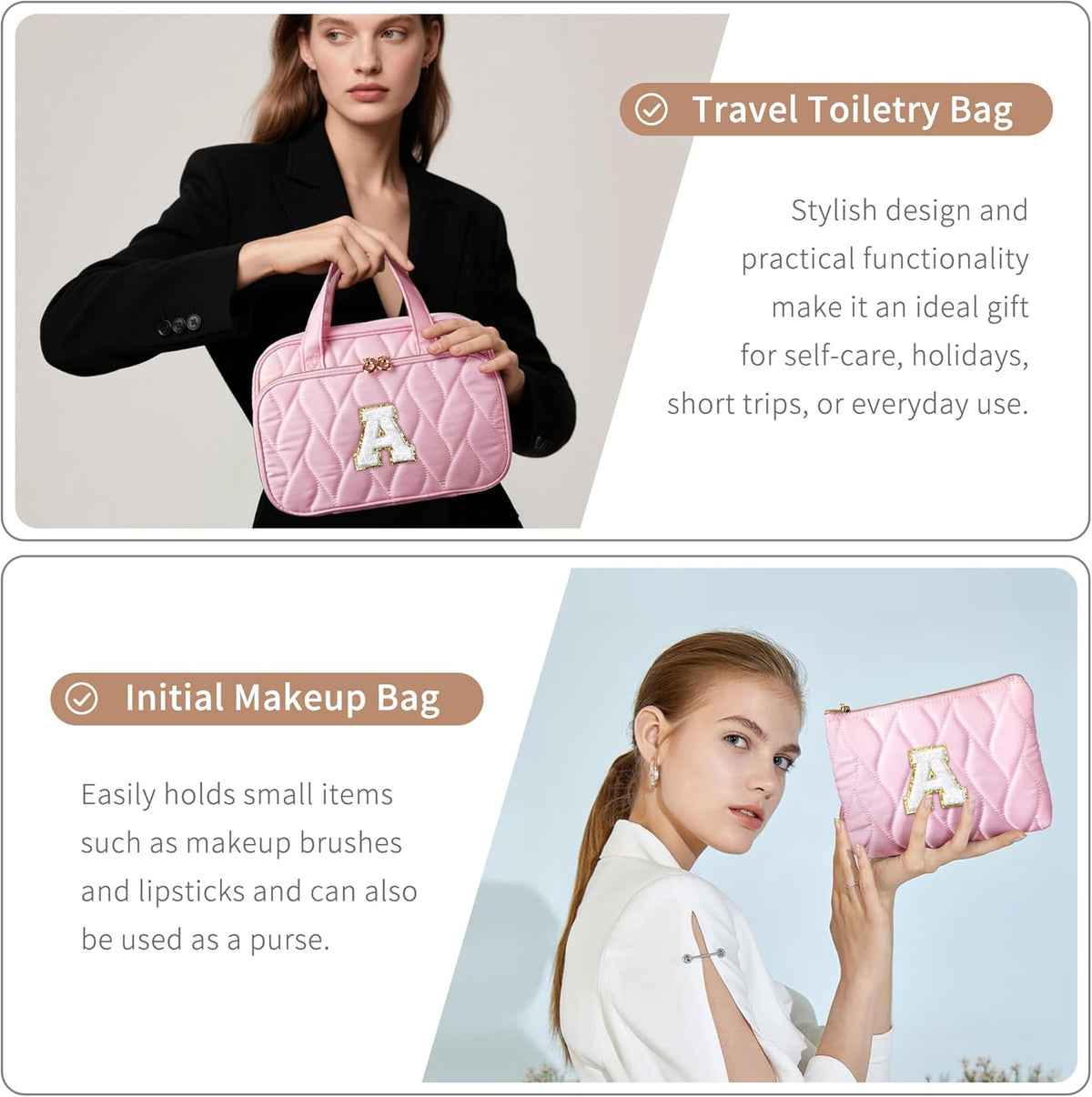Hanging Toiletry Bag for Women - Large Travel Toiletry Bag Makeup Bag, Portable Toiletries Cosmetic Bag, Airplane Travel Essentials Purple - L