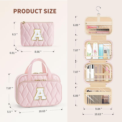 Hanging Toiletry Bag for Women - Large Travel Toiletry Bag Makeup Bag, Portable Toiletries Cosmetic Bag, Airplane Travel Essentials Purple - L