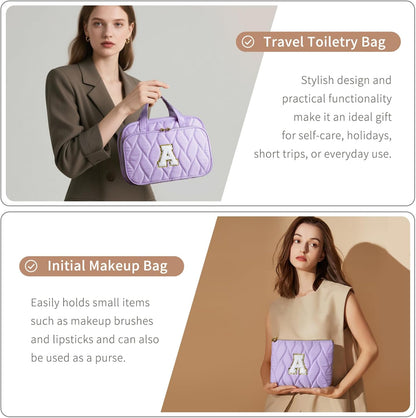 Hanging Toiletry Bag for Women - Large Travel Toiletry Bag Makeup Bag, Portable Toiletries Cosmetic Bag, Airplane Travel Essentials Purple - L