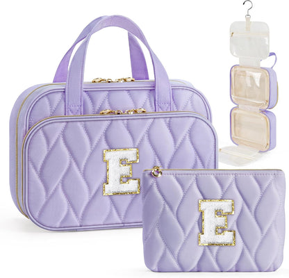 Hanging Toiletry Bag for Women - Large Travel Toiletry Bag Makeup Bag, Portable Toiletries Cosmetic Bag, Airplane Travel Essentials Purple - L