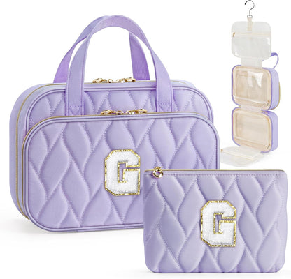 Hanging Toiletry Bag for Women - Large Travel Toiletry Bag Makeup Bag, Portable Toiletries Cosmetic Bag, Airplane Travel Essentials Purple - L