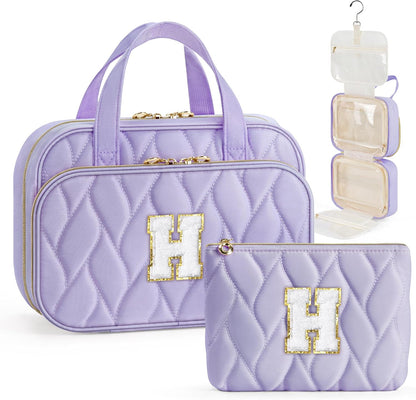 Hanging Toiletry Bag for Women - Large Travel Toiletry Bag Makeup Bag, Portable Toiletries Cosmetic Bag, Airplane Travel Essentials Purple - L