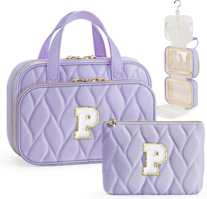 Hanging Toiletry Bag for Women - Large Travel Toiletry Bag Makeup Bag, Portable Toiletries Cosmetic Bag, Airplane Travel Essentials Purple - L