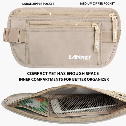 Money Belt for Travel, Slim RFID Blocking Women and Men Hidden Travel Pouch Under Clothes, Passport Holder Protect Cash, Documents, Credit Card, Bonus 2 RFID Sleeves