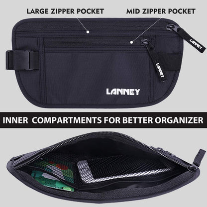 Money Belt for Travel, Slim RFID Blocking Women and Men Hidden Travel Pouch Under Clothes, Passport Holder Protect Cash, Documents, Credit Card, Bonus 2 RFID Sleeves