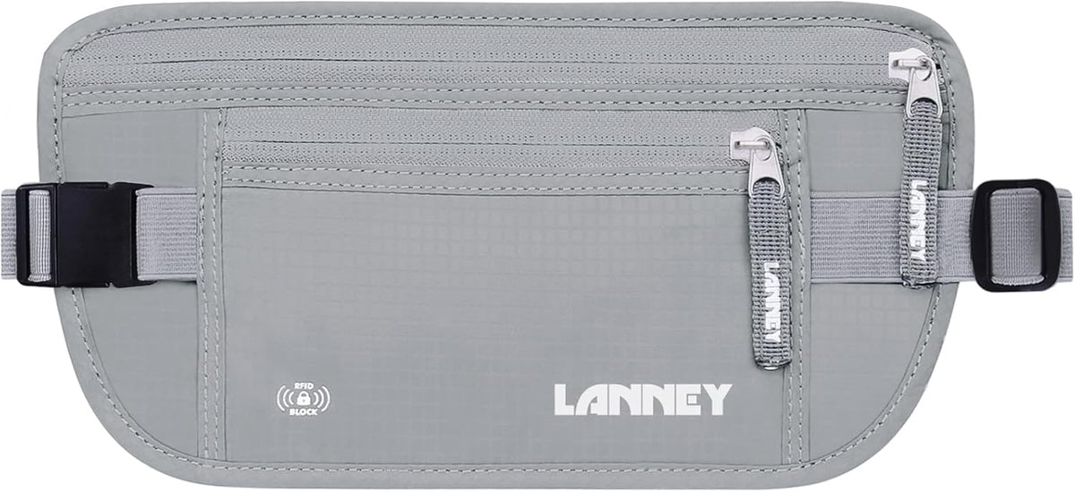 Money Belt for Travel, Slim RFID Blocking Women and Men Hidden Travel Pouch Under Clothes, Passport Holder Protect Cash, Documents, Credit Card, Bonus 2 RFID Sleeves
