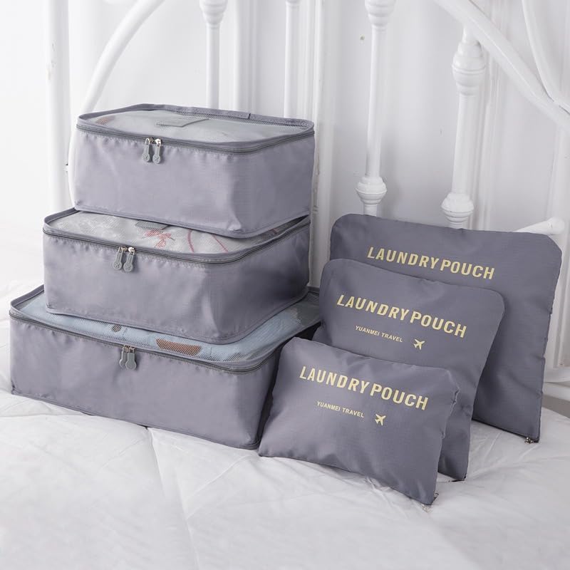 6 Set Packing Cubes for Travel - Travel Essentials Organizers, Perfect for Carry-on Luggage, Suitcase Travel Accessories (Black)