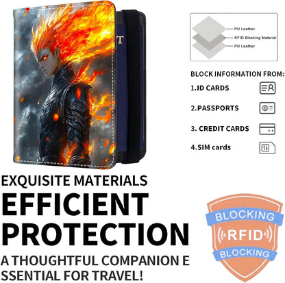 Exquisite Passport Holder for Travel Accessory, Leather Passport Cover with Space for Documents and Family Photos, Skeleton Dressed in Hippie Travel Passport Wallet for Women and Men