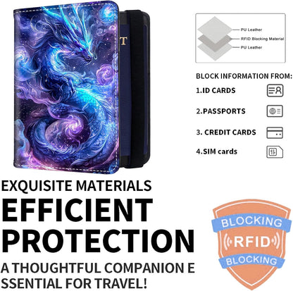 Exquisite Passport Holder for Travel Accessory, Leather Passport Cover with Space for Documents and Family Photos, Skeleton Dressed in Hippie Travel Passport Wallet for Women and Men