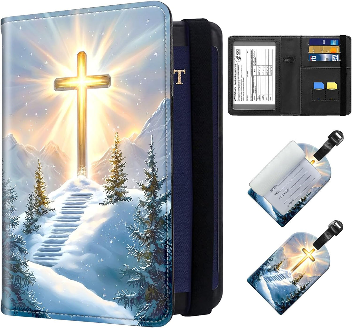 Exquisite Passport Holder for Travel Accessory, Leather Passport Cover with Space for Documents and Family Photos, Skeleton Dressed in Hippie Travel Passport Wallet for Women and Men