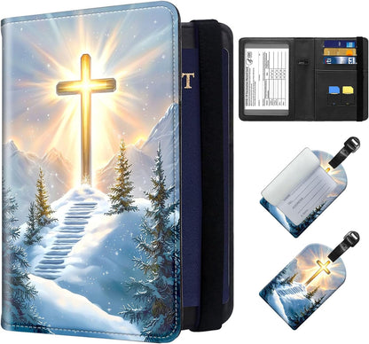 Exquisite Passport Holder for Travel Accessory, Leather Passport Cover with Space for Documents and Family Photos, Skeleton Dressed in Hippie Travel Passport Wallet for Women and Men